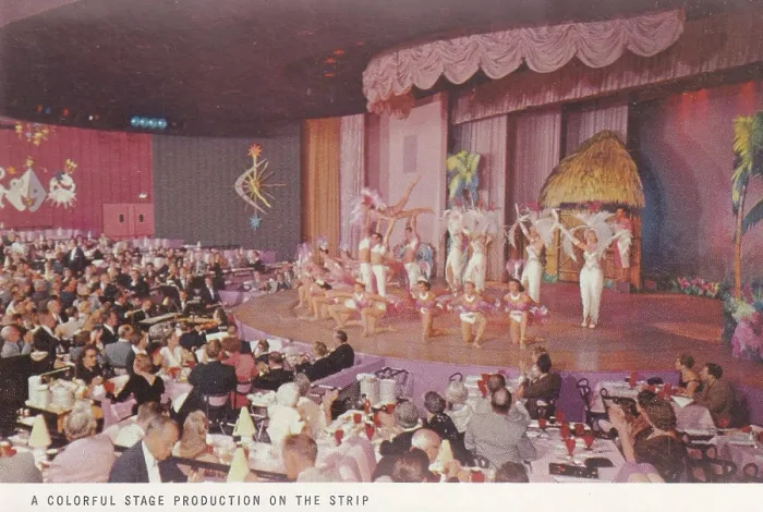 Framed Print : Vintage souvenir postcard, A Stage Production, Greetings from Las Vegas series, 1956 Framed Print : Vintage souvenir postcard, A Stage Production, Greetings from Las Vegas series, 1956