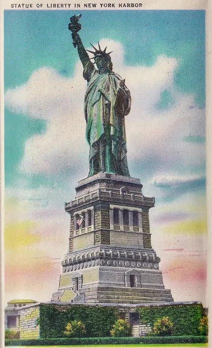 Framed Print : Vintage souvenir postcard, the Statue of Liberty, NYC, New York, ca 1941 Framed Print : Vintage souvenir postcard, the Statue of Liberty, NYC, New York, ca 1941
