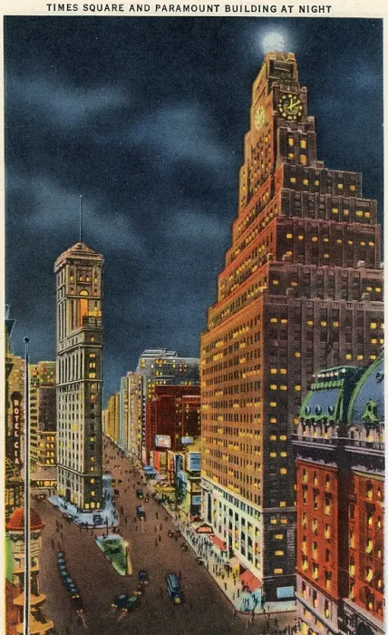 Framed Print : Vintage souvenir postcard, Times Square at Night, ca 1942 Framed Print : Vintage souvenir postcard, Times Square at Night, ca 1942