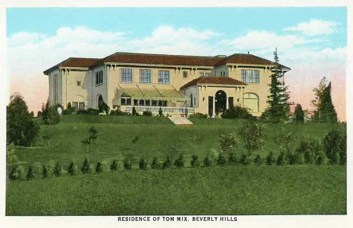 Framed Print : Vintage souvenir postcard, Tom Mix Residence, Homes of Movie Stars series, ca 1927 Framed Print : Vintage souvenir postcard, Tom Mix Residence, Homes of Movie Stars series, ca 1927