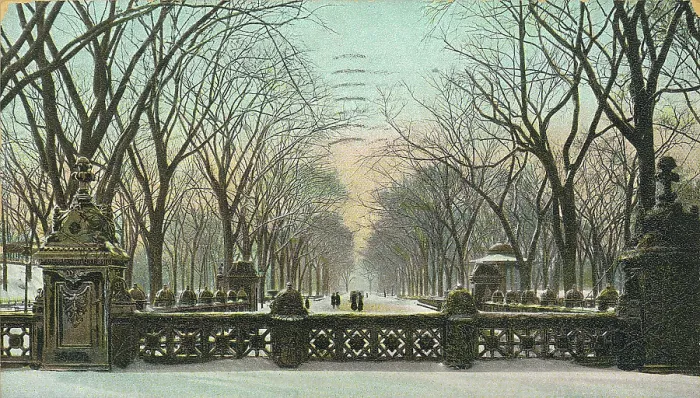 Framed Print : Vintage souvenir postcard, Winter Snow, Central Park, New York City, circa 1912 Framed Print : Vintage souvenir postcard, Winter Snow, Central Park, New York City, circa 1912