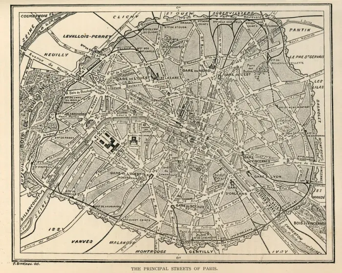 Framed Print : Vintage street map of Paris, France, 1890s, 19th Century Framed Print : Vintage street map of Paris, France, 1890s, 19th Century