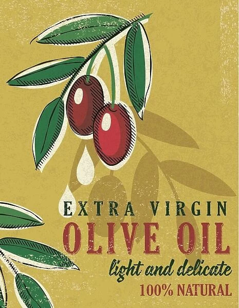 Vintage Style Olive Oil Poster
