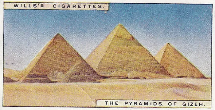 Framed Print : Vintage tobacco card, Pyramids of Giza, Egypt, Wonders of the Past series, H O Wills Cigarettes, 1926 Framed Print : Vintage tobacco card, Pyramids of Giza, Egypt, Wonders of the Past series, H O Wills Cigarettes, 1926