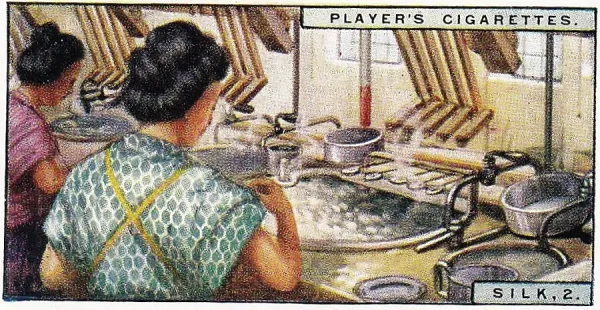 vintage tobacco silks Prints of Vintage tobacco card, Silk Industry, Japan, Products of the World  series, Players Cigarettes, 1928