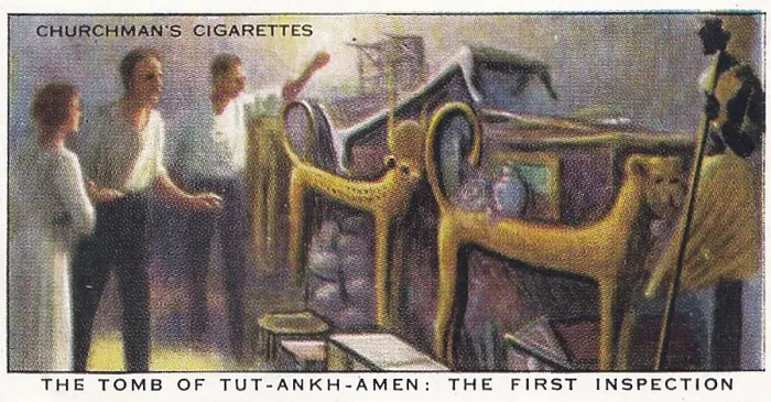 Framed Print : Vintage tobacco card, Tomb of King Tutankhamen, Treasure Trove series, Churchman's Cigarettes, 1937 Framed Print : Vintage tobacco card, Tomb of King Tutankhamen, Treasure Trove series, Churchman's Cigarettes, 1937