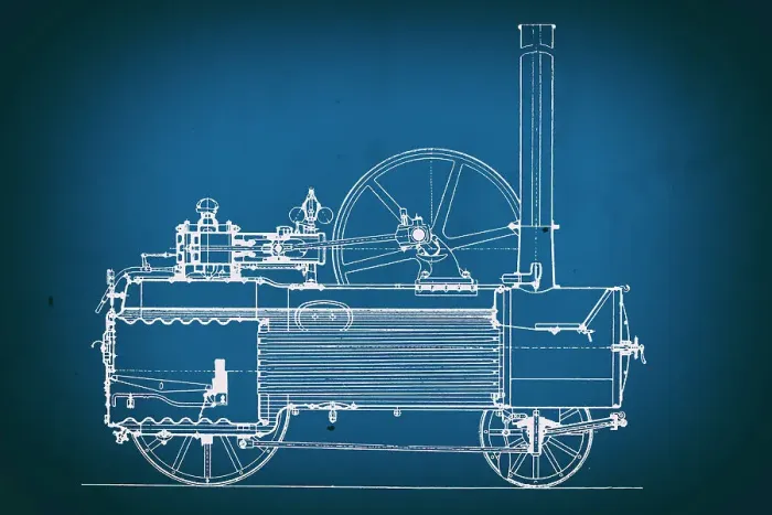 Framed Print : Vintage train blueprint Framed Print : Vintage train blueprint