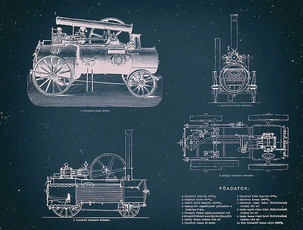 Vintage train blueprint