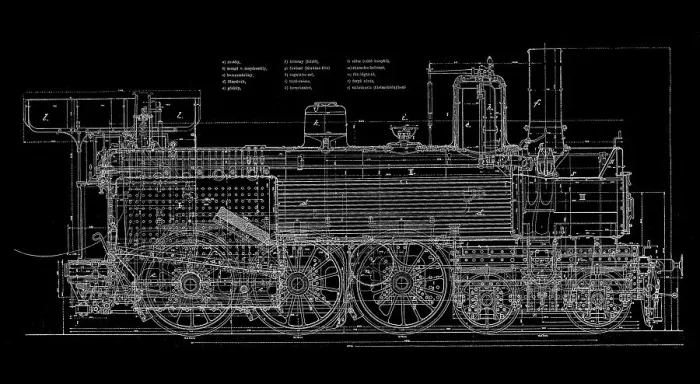 Framed Print : Vintage train blueprint Framed Print : Vintage train blueprint