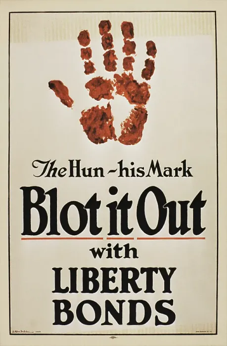 Framed Print : Vintage war poster of red hand imprint Framed Print : Vintage war poster of red hand imprint