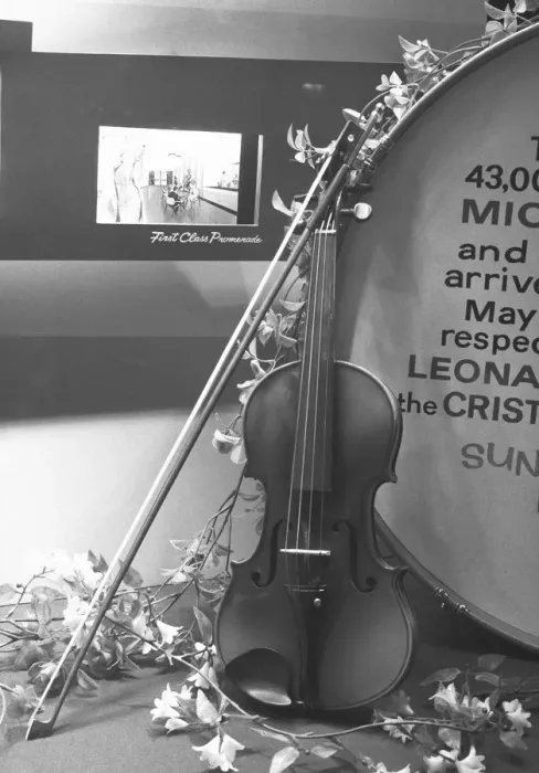 Framed Print : Violin leaning on drum, (B&W)