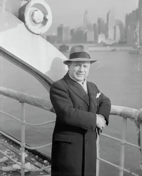 Framed Print : Violinist Mischa Elman Standing on Ship Deck