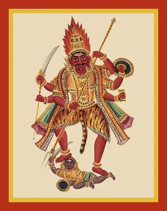 Framed Print : Virabhadra Crushing a demon beneath his feet Framed Print : Virabhadra Crushing a demon beneath his feet