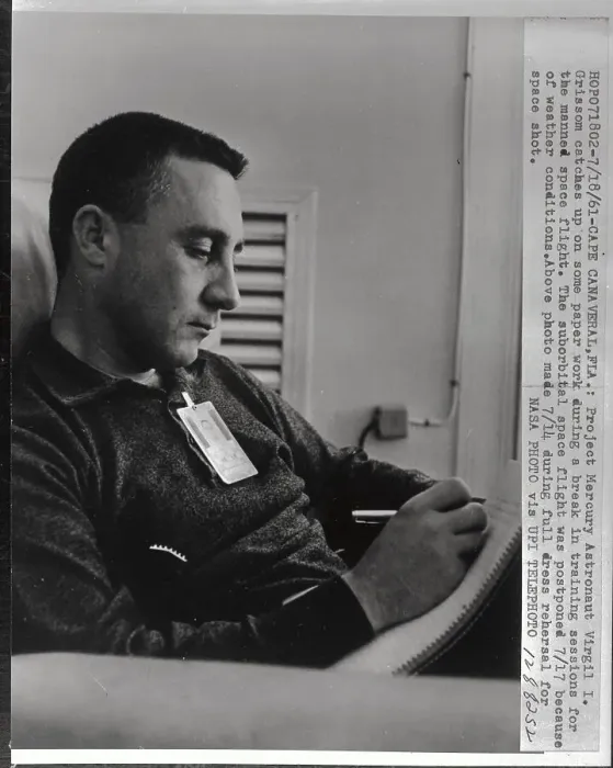 Framed Print : Virgil I. Grissom Writing During Study Framed Print : Virgil I. Grissom Writing During Study
