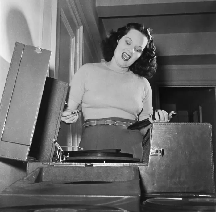 Framed Print : Virginia Hill Playing Rumba Records Framed Print : Virginia Hill Playing Rumba Records