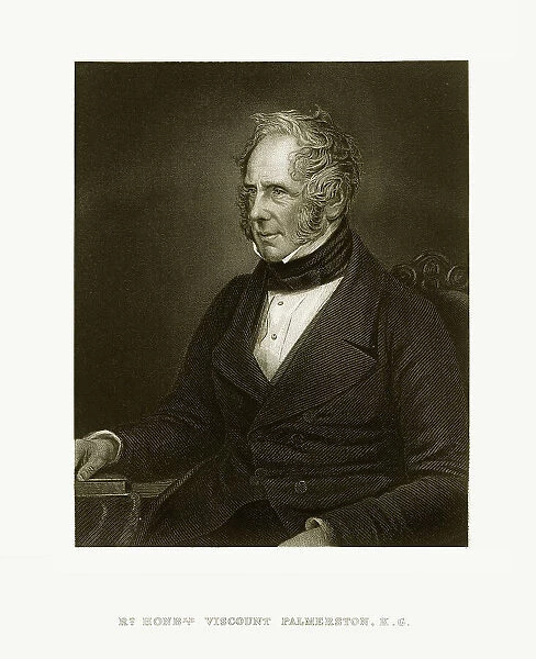 Viscount K. G. Palmerston Victorian Engraving, Circa 1865