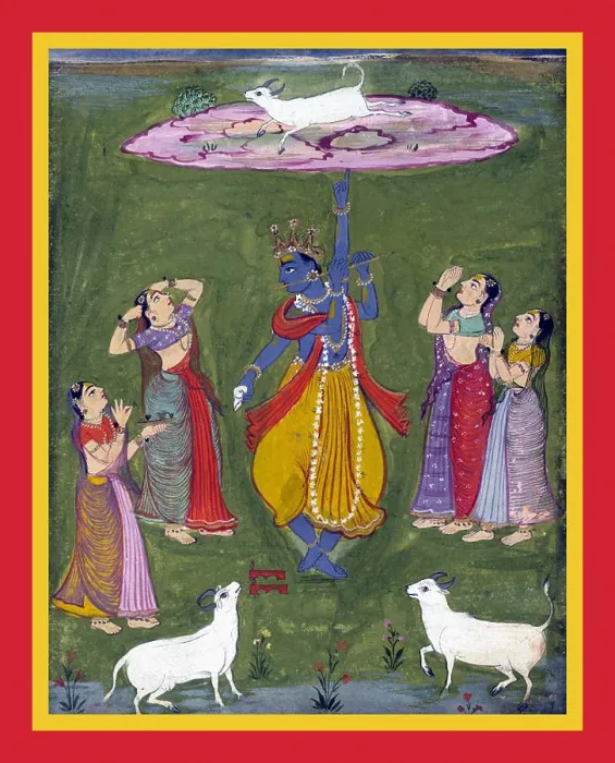 Framed Print : Vishnu as Krishna Govardhanadhara with attendants Framed Print : Vishnu as Krishna Govardhanadhara with attendants