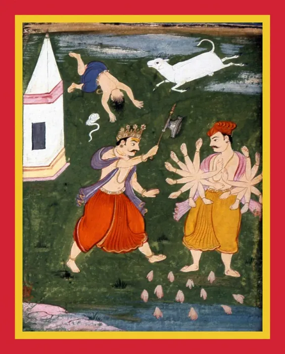 Framed Print : Vishnu as Paraśu Rama attacking Kartavirya Framed Print : Vishnu as Paraśu Rama attacking Kartavirya