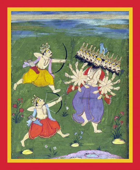 Framed Print : Vishnu as Rama killing Ravaṇa with Lak£maṇa Framed Print : Vishnu as Rama killing Ravaṇa with Lak£maṇa