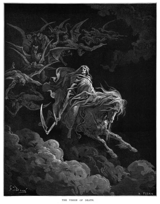 Framed Print : The vision of death engraving 1870 Framed Print : The vision of death engraving 1870