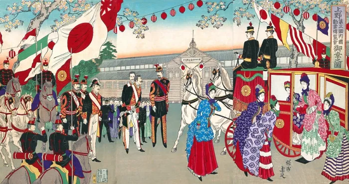 Framed Print : Visit of the Empress to the Third National Industrial Promotional Exhibition at Ueno Park Framed Print : Visit of the Empress to the Third National Industrial Promotional Exhibition at Ueno Park