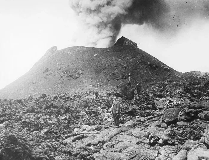 Framed Print : Visitors Beneath Erupting Mt. Vesuvius Framed Print : Visitors Beneath Erupting Mt. Vesuvius