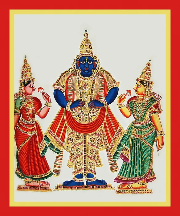 Framed Print : Vithobastands flanked by his two consorts Framed Print : Vithobastands flanked by his two consorts