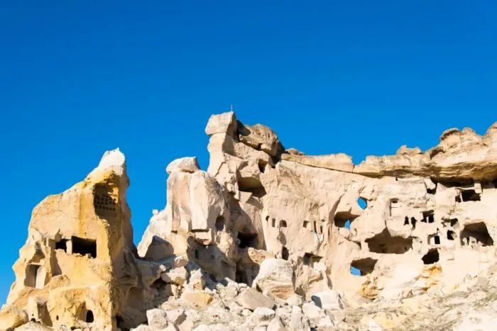 Framed Print : Volcanic rock caved homes in Goreme