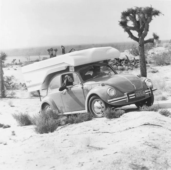 Framed Print : Volkswagen Bug with Kangaroo Camper Framed Print : Volkswagen Bug with Kangaroo Camper