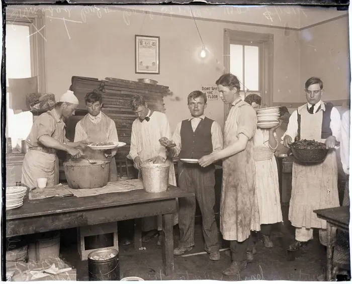 Framed Print : Volunteers Help Feed Striking Miners Framed Print : Volunteers Help Feed Striking Miners