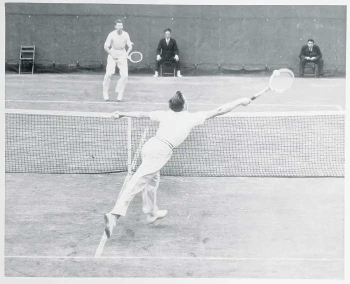 Framed Print : Von Cramm Reaching for Tennis Ball Framed Print : Von Cramm Reaching for Tennis Ball