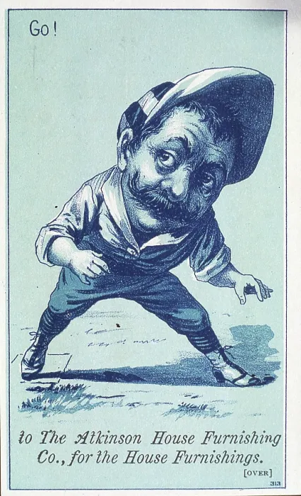 Framed Print : Go VTC. Lithographed advertising trade card featuring a baseball base runner Framed Print : Go VTC. Lithographed advertising trade card featuring a baseball base runner