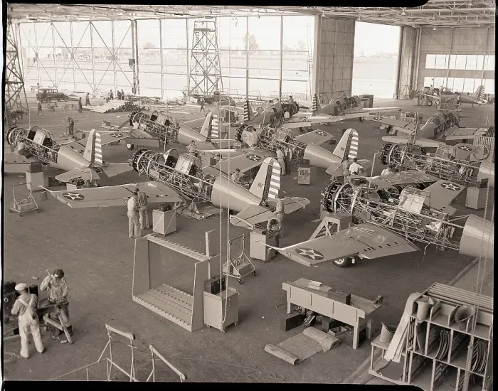 Framed Print : Vultee Aircraft Production Facility