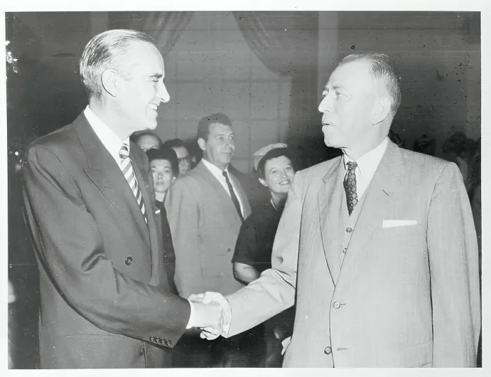 Framed Print : W. Averell Harriman Shaking Hands With Irving Ives Framed Print : W. Averell Harriman Shaking Hands With Irving Ives