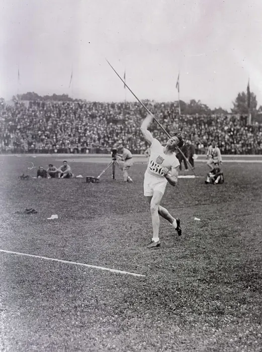 Framed Print : W. Neufeld in Javelin Throwing Position Framed Print : W. Neufeld in Javelin Throwing Position