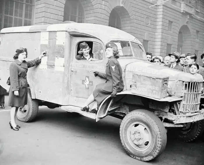 Framed Print : Wac Women Posing Near Early Ambulance Framed Print : Wac Women Posing Near Early Ambulance