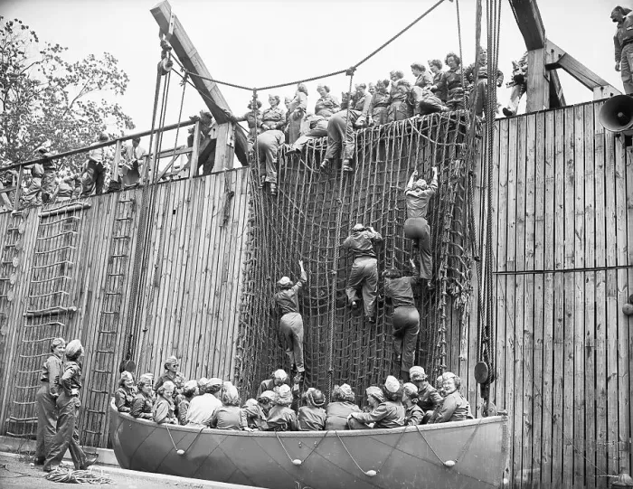Framed Print : Wacs Practice Climbing Nets Framed Print : Wacs Practice Climbing Nets