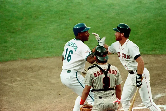 Framed Print : Wade Bogs Congratulating Bo Jackson Framed Print : Wade Bogs Congratulating Bo Jackson