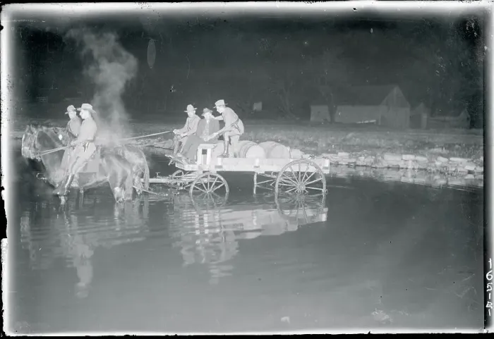 Framed Print : Wagon Crashing into a River Framed Print : Wagon Crashing into a River
