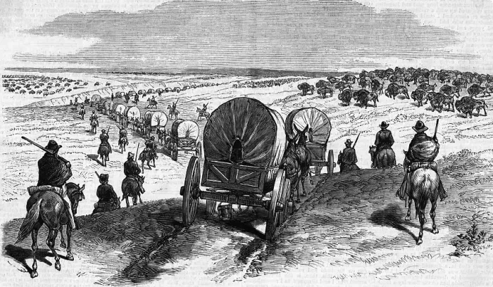 Framed Print : Wagon Trail Avoiding Buffalo Stampede Framed Print : Wagon Trail Avoiding Buffalo Stampede