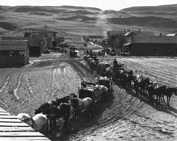 Framed Print : Wagon Train In 1880S Farming Community Framed Print : Wagon Train In 1880S Farming Community