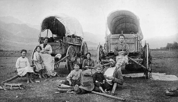 Wagons. A Photograph of a Family Sitting Beside their Wagons circa 1890