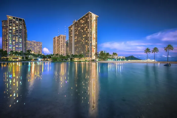 Framed Print : Waikiki Lagoon And Hotels Framed Print : Waikiki Lagoon And Hotels