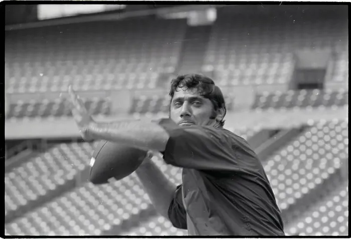 Framed Print : Waist-Up Joe Namath Works Out W / Football Framed Print : Waist-Up Joe Namath Works Out W / Football