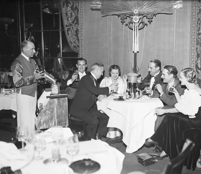 Framed Print : Waiter Mixing Drinks at Prohibition Repeal Party