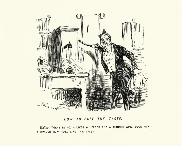 Framed Print : The waiters, sommeliers revenge, on a rude customer, Victorian comedy Framed Print : The waiters, sommeliers revenge, on a rude customer, Victorian comedy