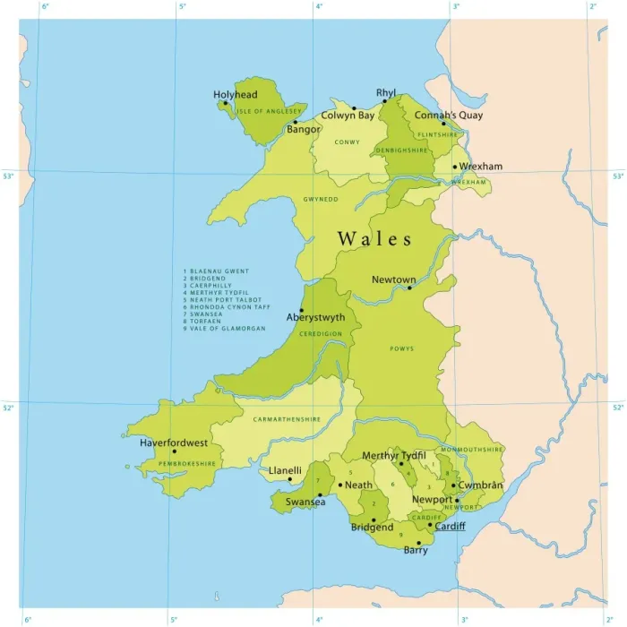 Framed Print : Wales Vector Map Framed Print : Wales Vector Map