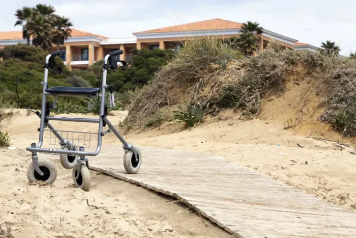 Framed Print : Walking frame left on the beach