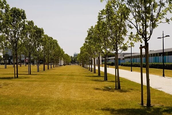 Walkway along a park, Congres Et Expositions De Bordeaux, Bordeaux, Aquitaine, France