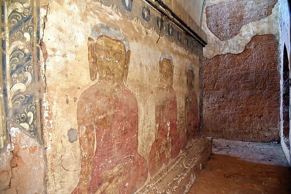 Wall engraving Dhamma Yan Gyi Temple, Bagan, unesco ruins Myanmar. Asia